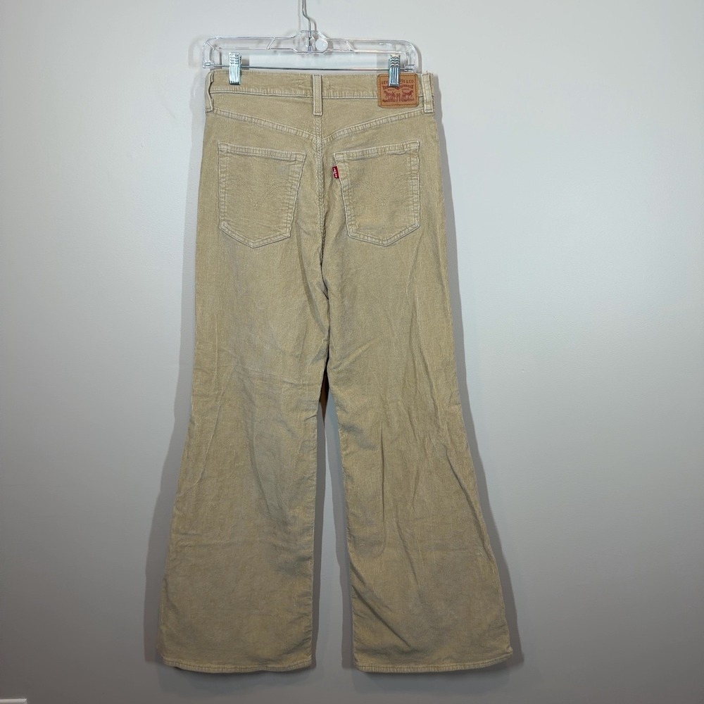 Levi's Ribcage Bell High Rise Corduroy Pants Tan Beige W31 L32 Wide Leg - Picture 2 of 10